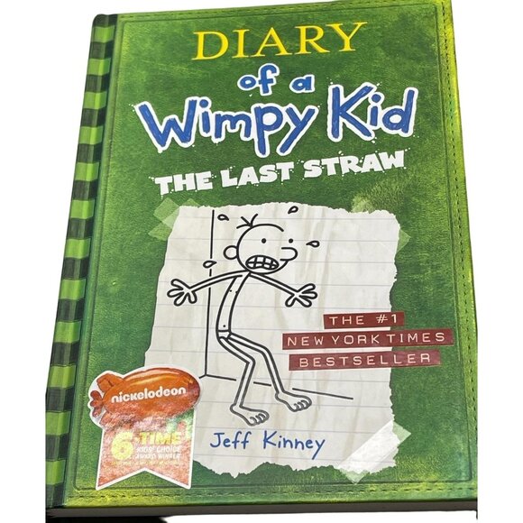Diary of a wimpy kid the last straw book #3 jeff kinney 09 green hardcover READ - Picture 1 of 6